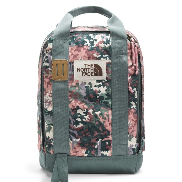 North Face Tote Pack Twilight Mauve Canvas Paint Texture Print/Balsam Green - Picture 1 of 3